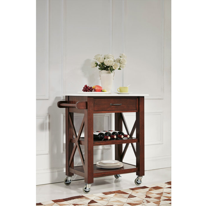Charlton Home® Brycen Marble Kitchen Cart Wayfair
